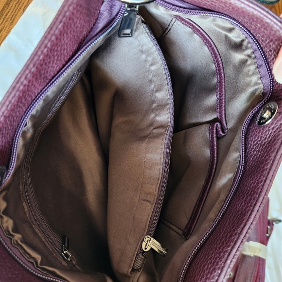 Burgundy leather handbag - Picture 6 of 7